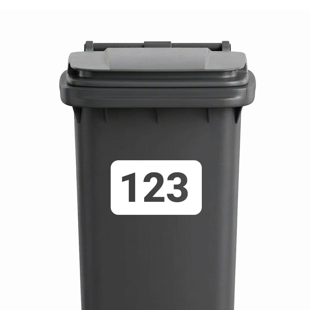 Huisnummer Vierkant - Container / Kliko sticker - vinyl sticker op maat kopen bij De Stickerbaas