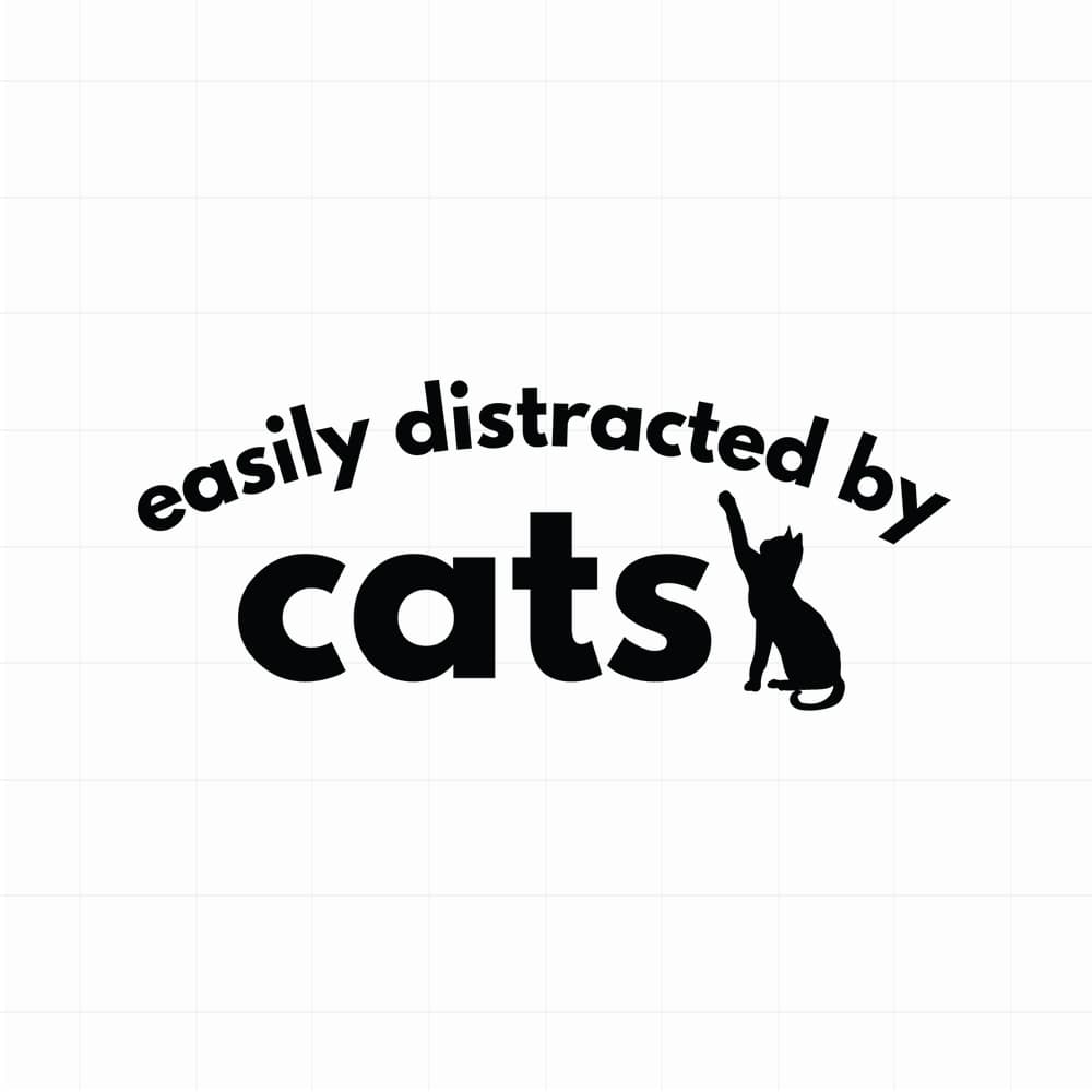 Easily distracted by cats sticker - Leuke kattensticker - vinyl sticker kopen bij De Stickerbaas